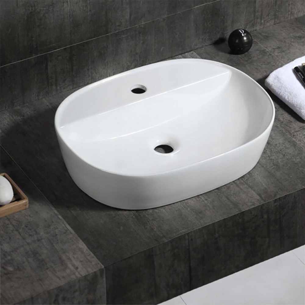 Umywalka ceramiczna Rebiko – 600x400x120 mm, biała, nowoczesny i minimalistyczny design