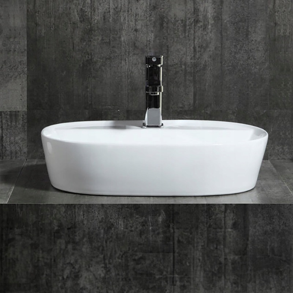 Umywalka ceramiczna Rebiko – 600x400x120 mm, biała, nowoczesny i minimalistyczny design