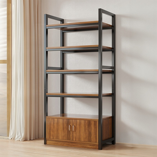 Pionowa biblioteczka z dolną szafką – 190x80x30 cm, styl industrialny