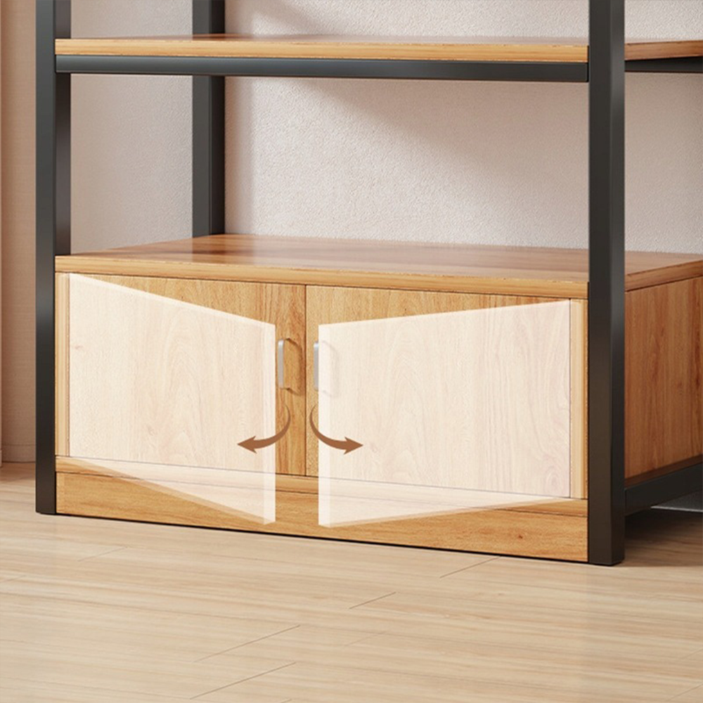 Czarna biblioteczka z metalową ramą, 5 półek z dolną półką — 190x60x30 cm