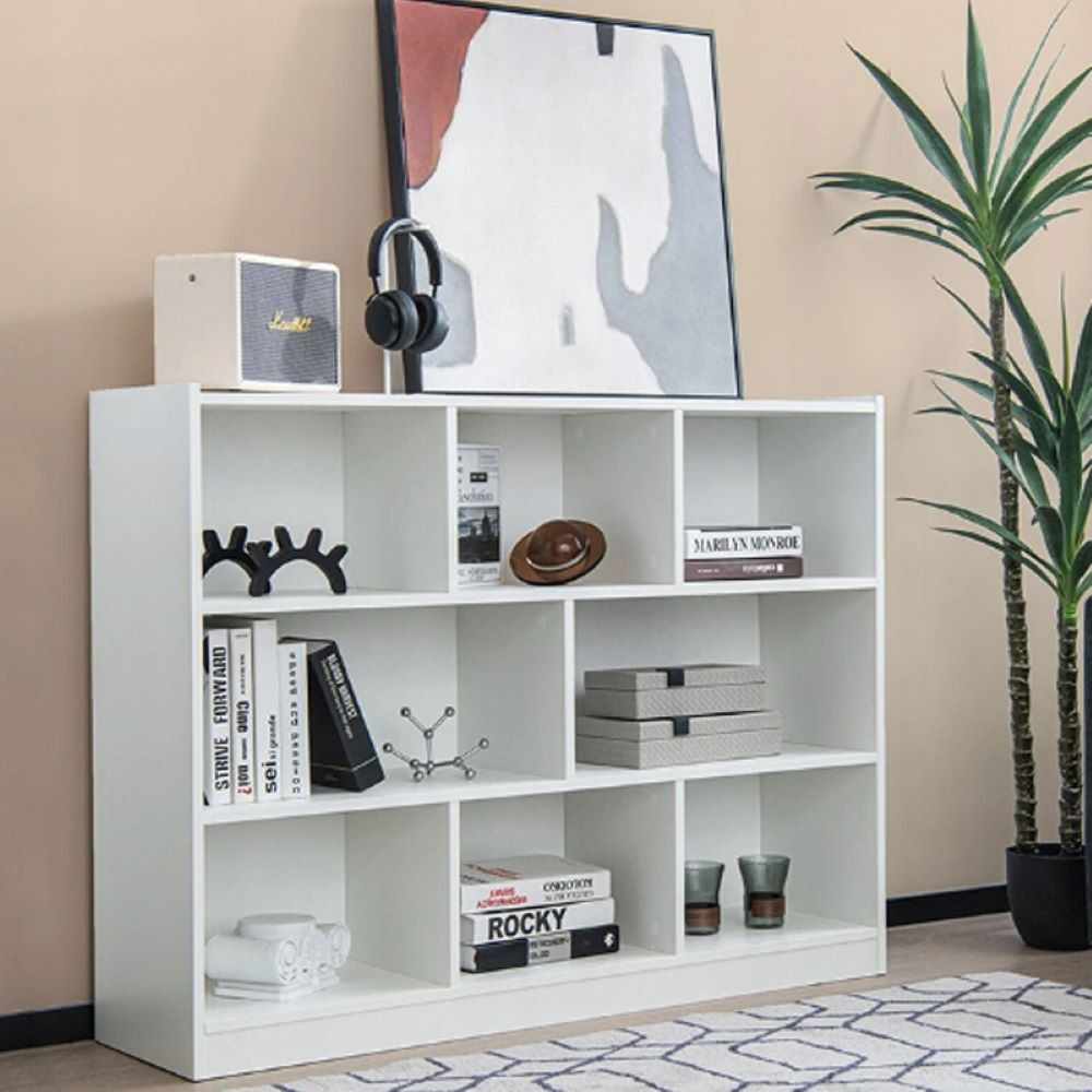 Biały otwarty regał z 6 półkami - 100x24x104 cm, skandynawski styl nowoczesny