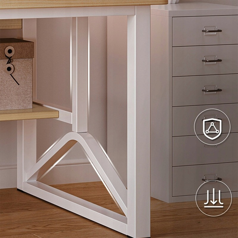 Biurko z półkami 120x60x150 cm - jasny dąb, nowoczesny styl loftowy