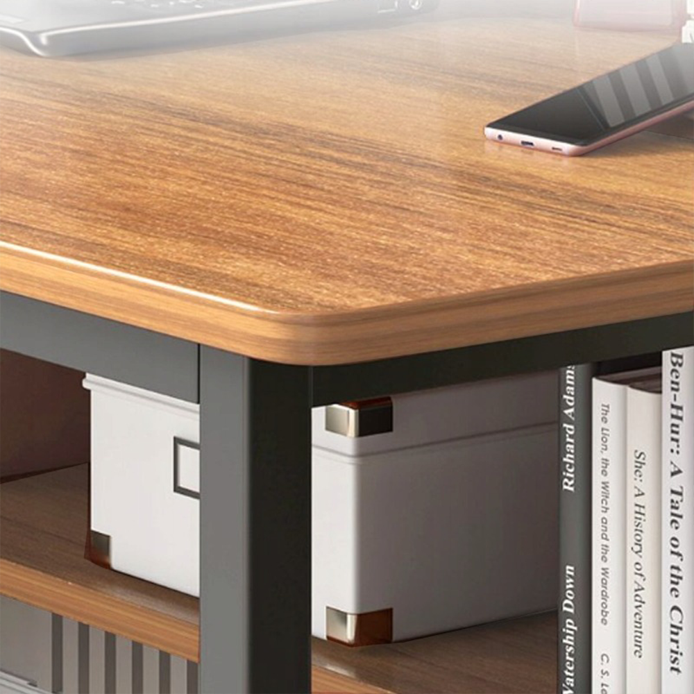 Biurko z półkami 120x50x150 cm - styl industrialny, kolor jasny dąb