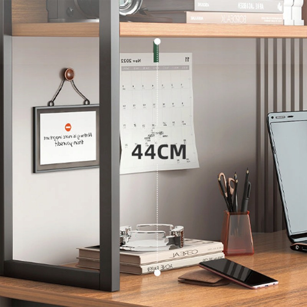 Biurko z półkami 120x50x150 cm - styl industrialny, kolor jasny dąb