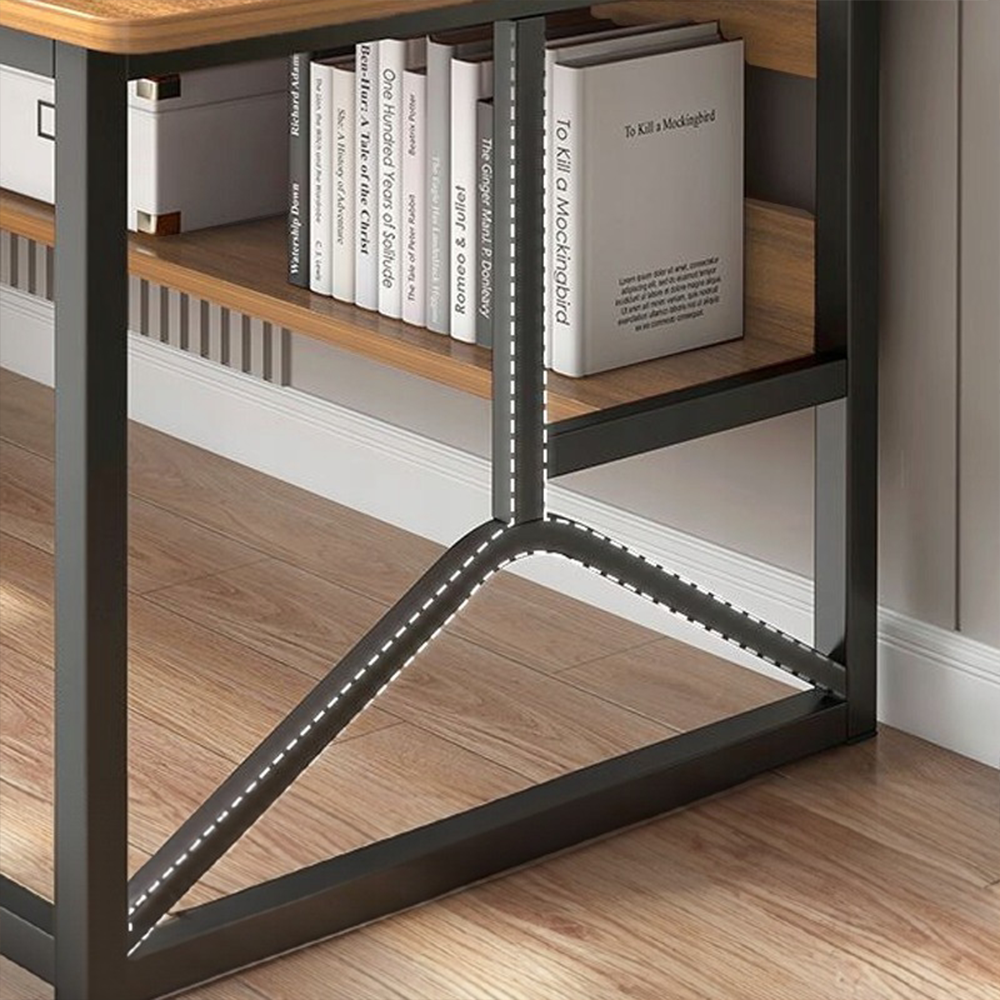 Biurko z półkami 120x50x150 cm - styl industrialny, kolor jasny dąb