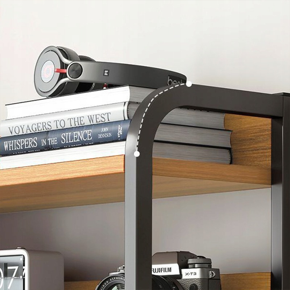 Biurko z półkami 120x50x150 cm - styl industrialny, kolor jasny dąb