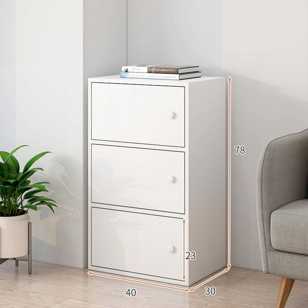 Minimalistyczna biała szafa w stylu skandynawskim - 78x30x40 cm