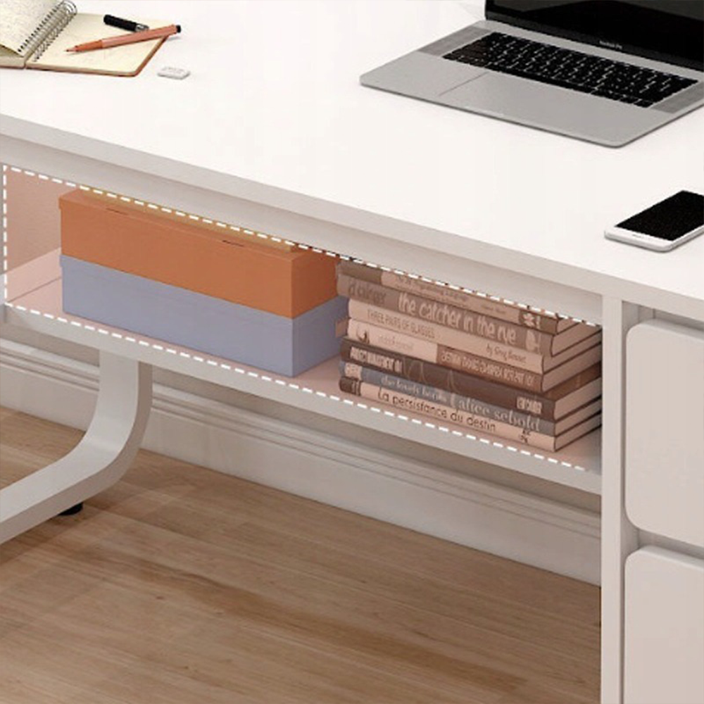 Minimalistyczne białe biurko z półkami - 100x50x73 cm, idealne do małych przestrzeni, pracy i nauki
