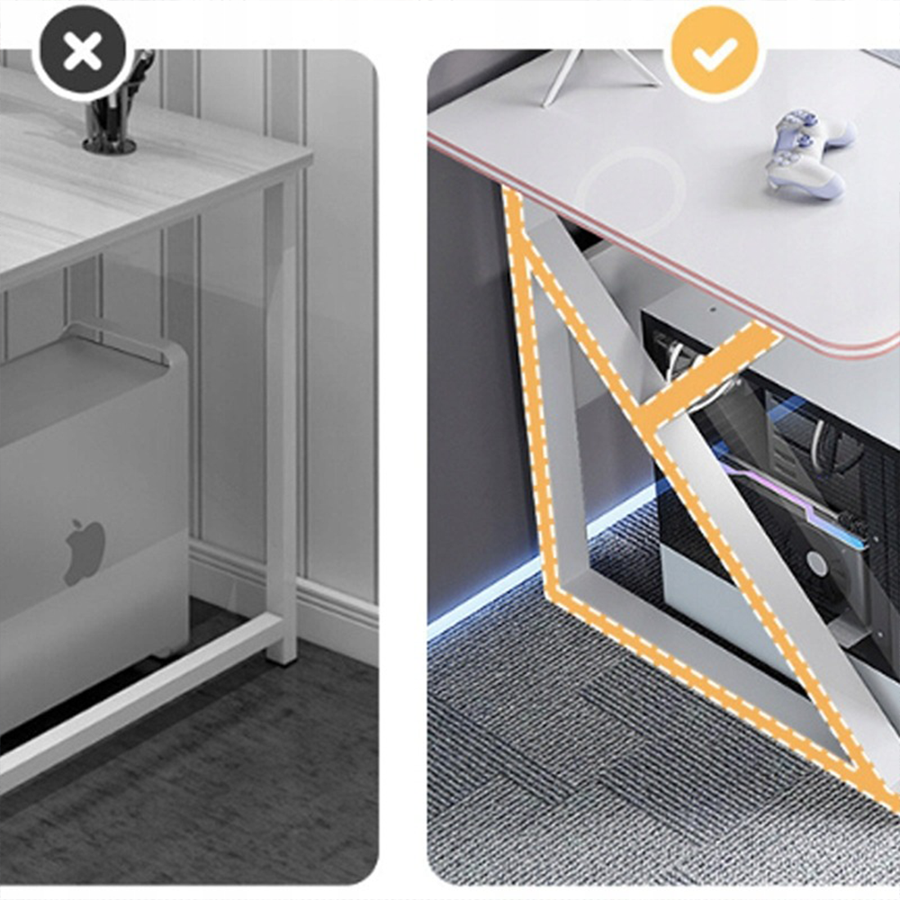 Białe biurko gamingowe 120x60x73 cm – ergonomiczny design i nowoczesny styl dla wymagających graczy
