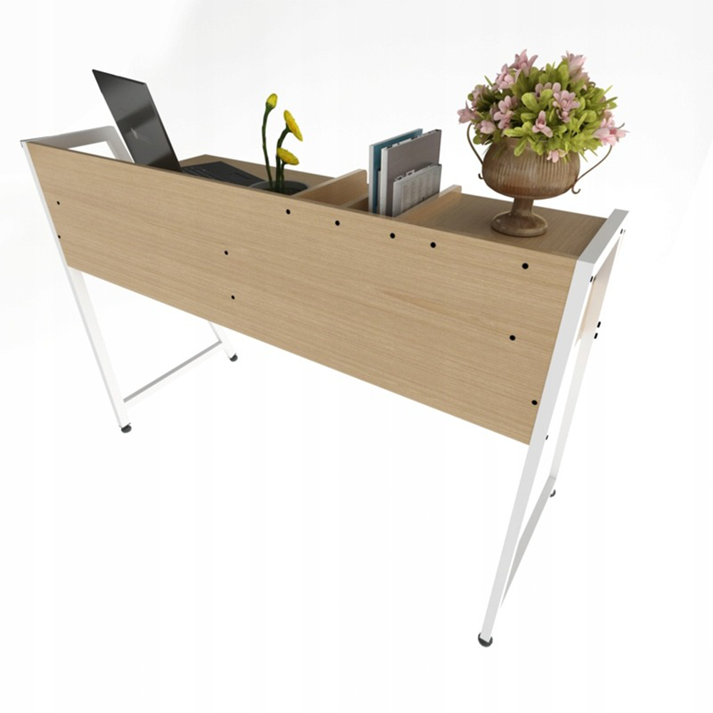 Nowoczesne biurko w stylu loft, 124 cm, z szufladami – jasny dąb