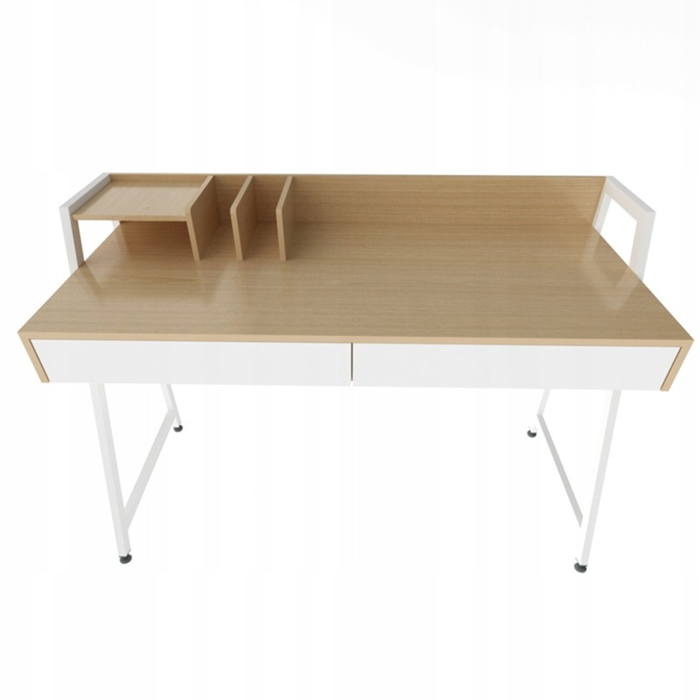 Nowoczesne biurko w stylu loft, 124 cm, z szufladami – jasny dąb