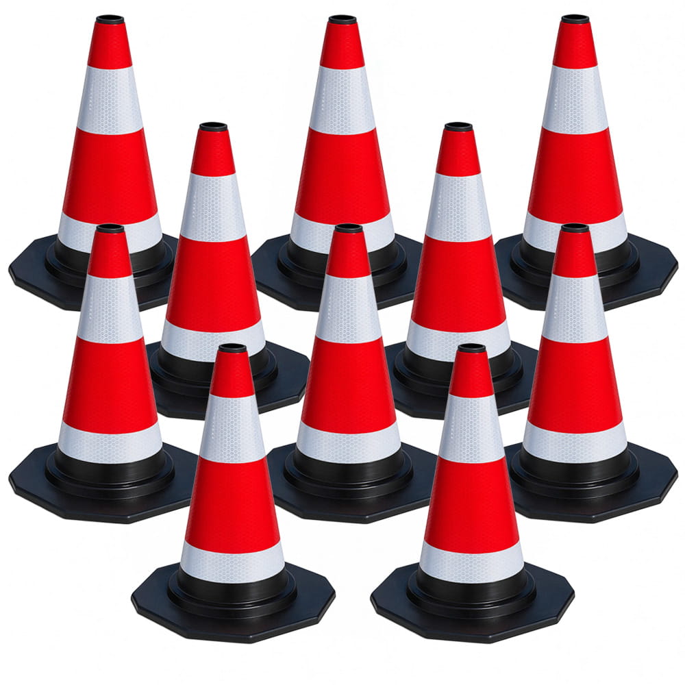 10 elastycznych pachołków odblaskowych – 40 cm – Bezpieczne oznakowanie w ruchu drogowym i na placach budowy