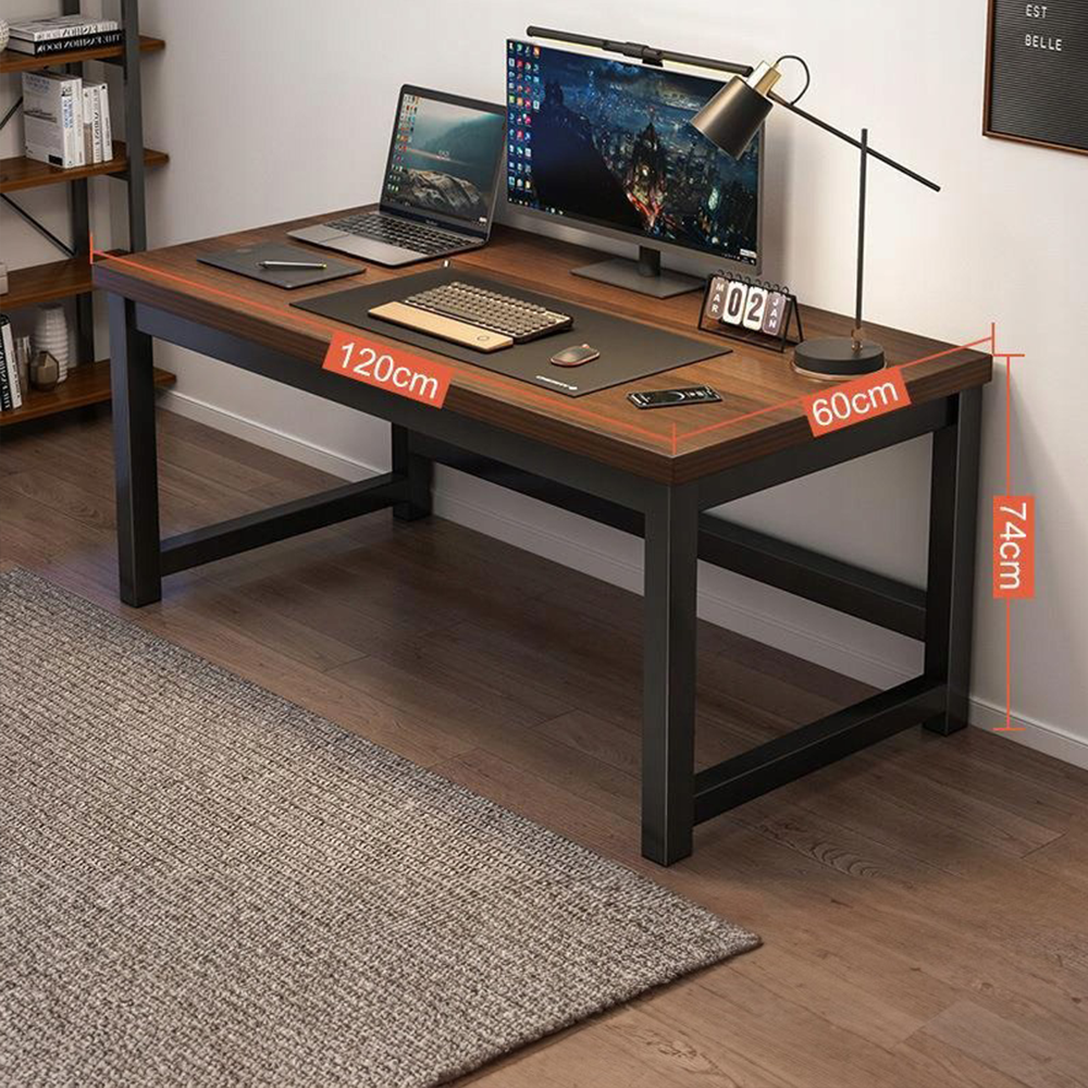 Nowoczesne biurko 120×60×74 cm z metalową ramą i blatem z MDF – idealne do pracy biurowej lub dla graczy