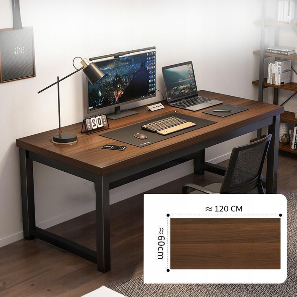 Nowoczesne biurko 120×60×74 cm z metalową ramą i blatem z MDF – idealne do pracy biurowej lub dla graczy