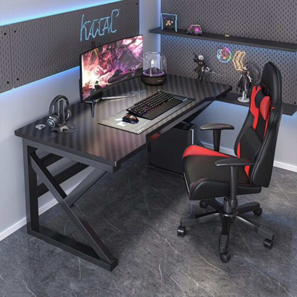 Biurko gamingowe 120×60×74 cm z blatem z włókna węglowego i metalową ramą – nowoczesny i stabilny design dla graczy
