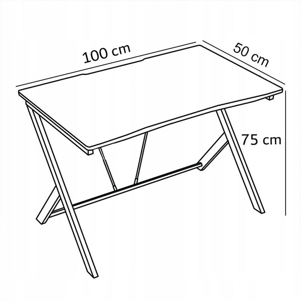 Biurko gamingowe 100x50 cm w stylu loft, z blatem o efekcie karbonu – metalowa rama, nowoczesny design