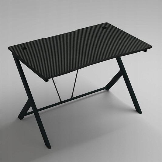 Biurko gamingowe 100x50 cm w stylu loft, z blatem o efekcie karbonu – metalowa rama, nowoczesny design