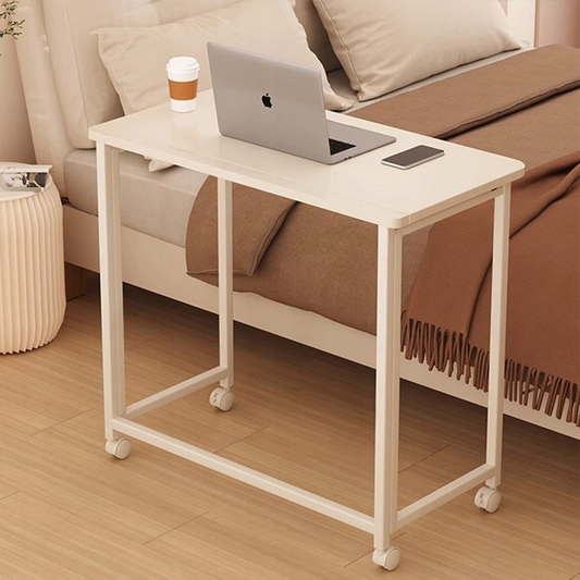 Składane biurko na laptopa – 80 x 40 cm, białe, styl loftowy, połączenie MDF i metalu