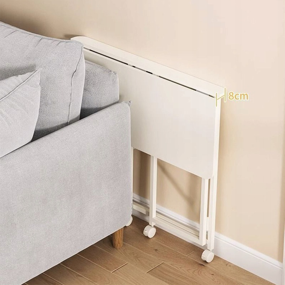 Składane biurko na laptopa – 80 x 40 cm, białe, styl loftowy, połączenie MDF i metalu