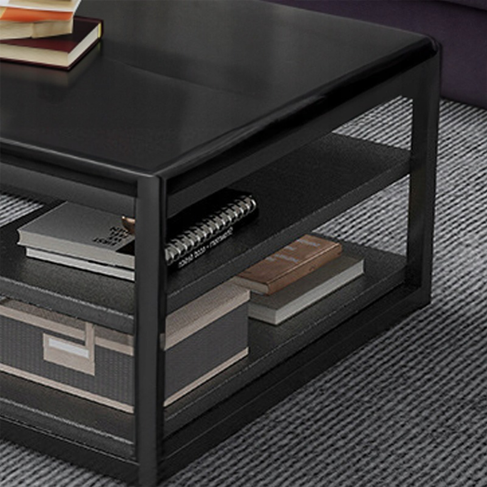 Nowoczesny stolik kawowy w stylu loft – 120x60x46 cm, MDF, z półką do przechowywania