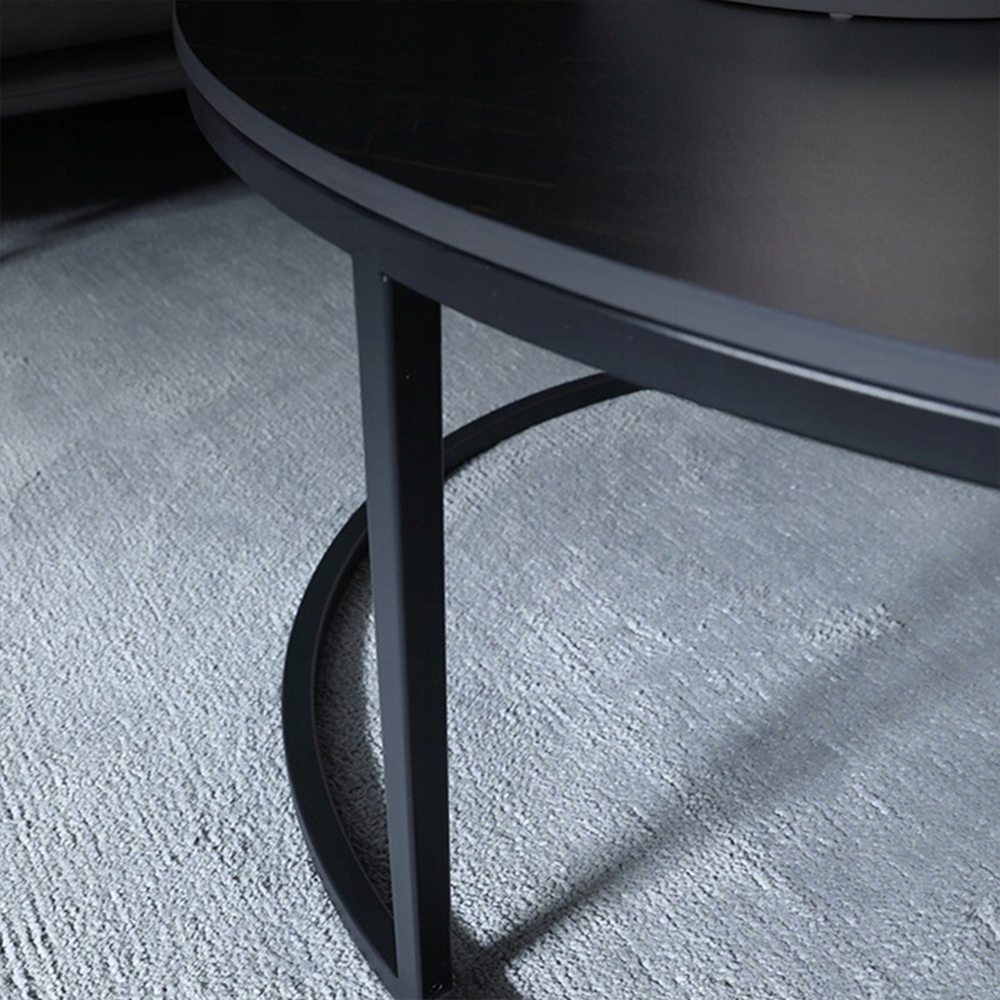 Zestaw 2 okrągłych stołów – MDF i stal, czarny, średnica 80 cm i 60 cm