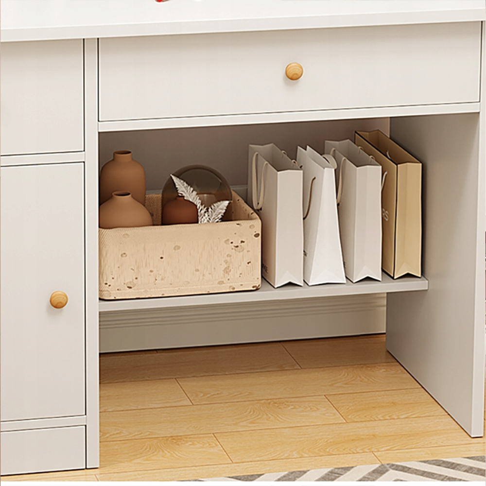 Biała toaletka z lustrem, 100x50x119 cm – nowoczesna, przestronna, łatwa w montażu