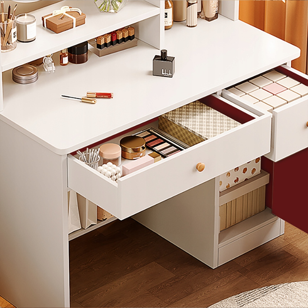 Biała toaletka z lustrem, 100x50x119 cm – nowoczesna, przestronna, łatwa w montażu