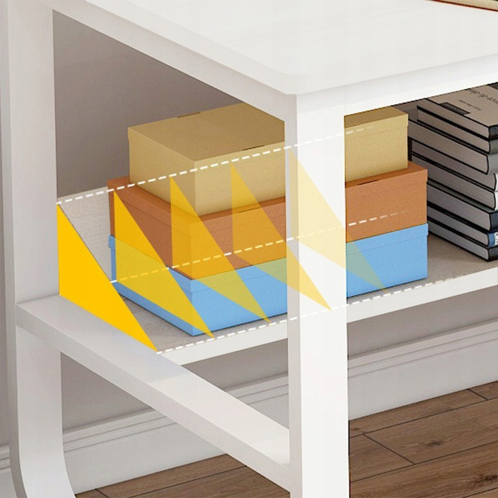 Białe biurko z półkami – 100x50x73,5 cm, minimalistyczny i nowoczesny design.