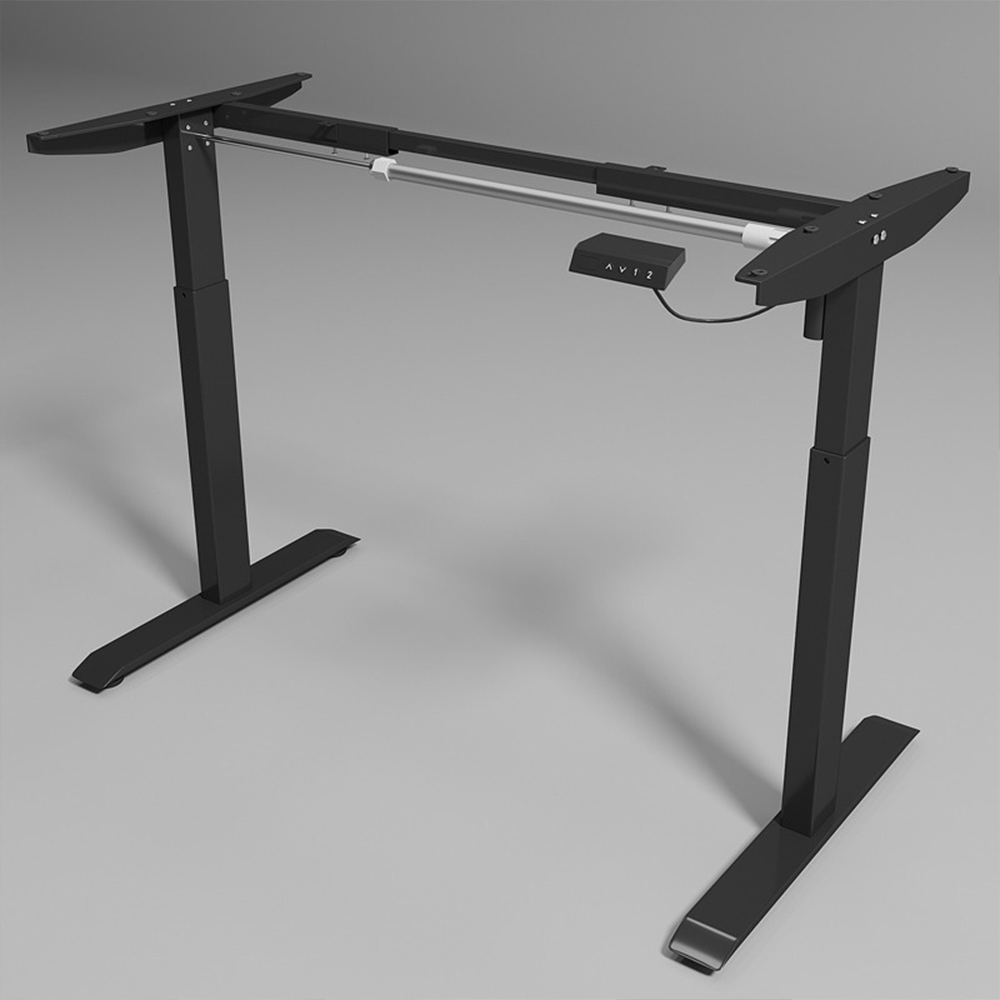 Czarne biurko z elektryczną regulacją wysokości – 160 x 60 cm, ergonomiczne, do gier i pracy