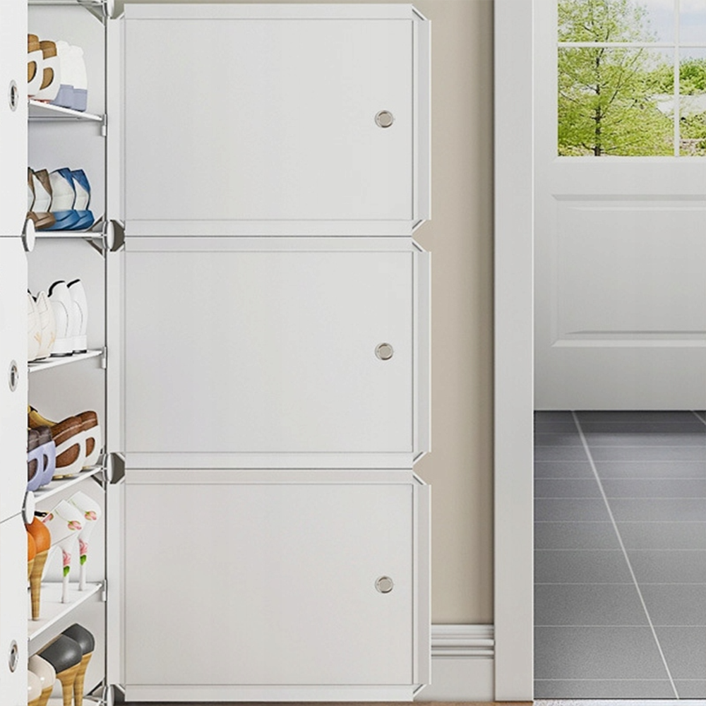Biały modułowy szafka na buty do przedpokoju i garderoby – elegancka i wielofunkcyjna