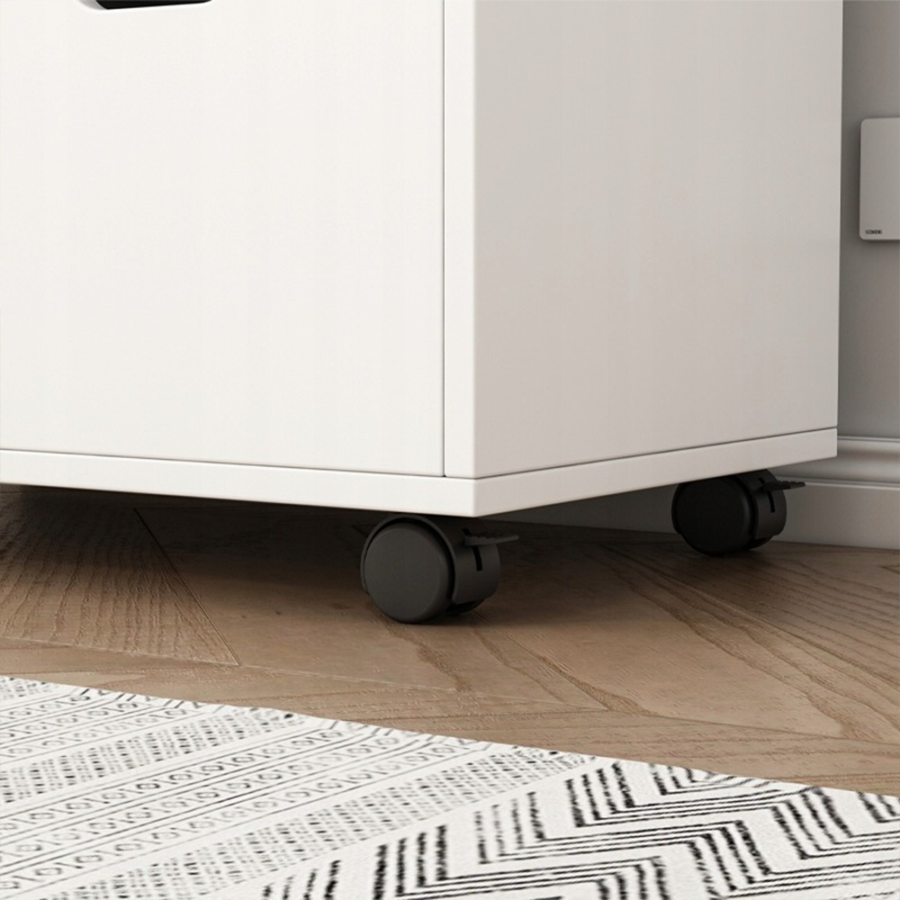 Szafka na drukarkę, biała – 60 x 70 x 35 cm – wielofunkcyjna, nowoczesna, z 3 półkami