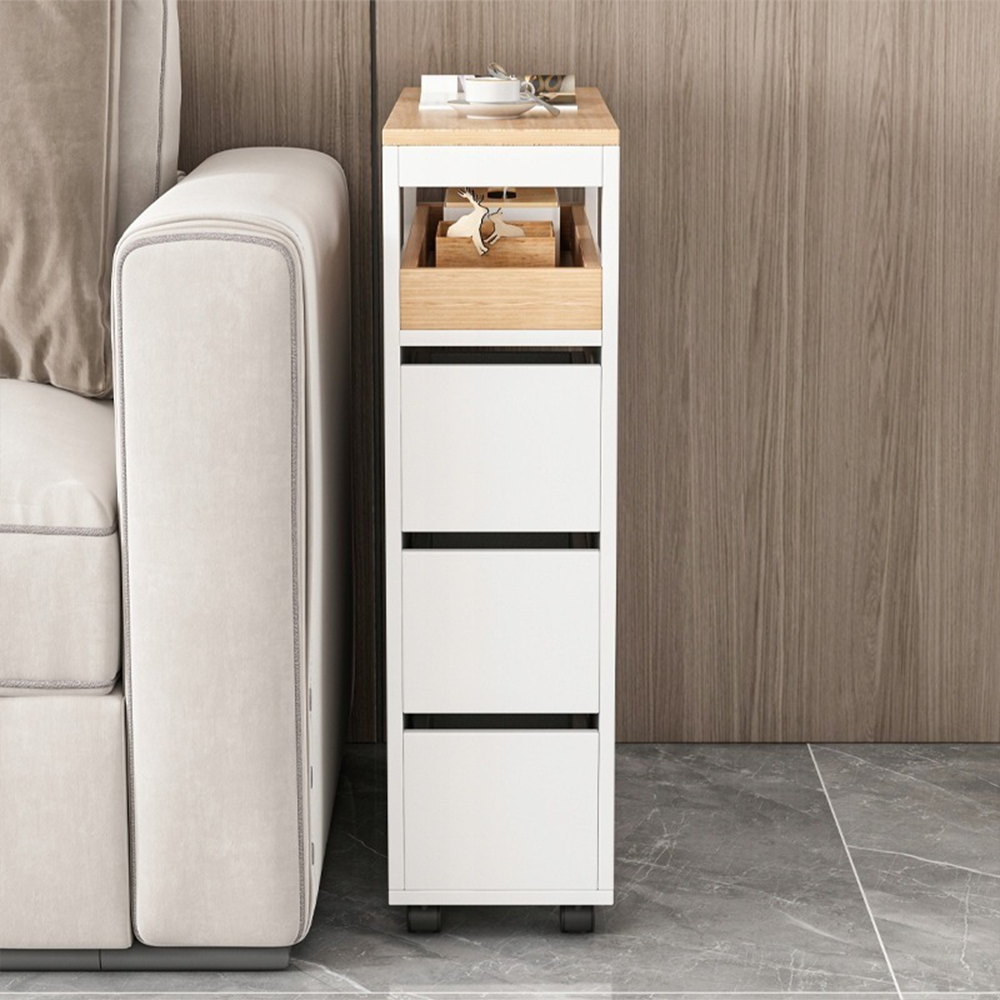 Szafka na kółkach z 3 szufladami, biała, 65x82x23 cm