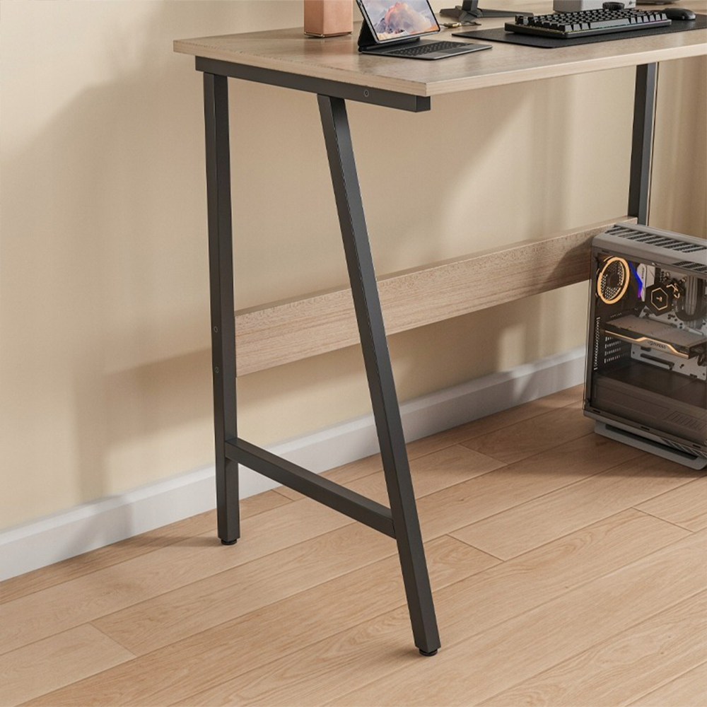 Biurko z jasnego dębu 100x50 cm z metalową ramą – styl industrialny, kompaktowy design, idealne do biura lub pokoju młodzieżowego