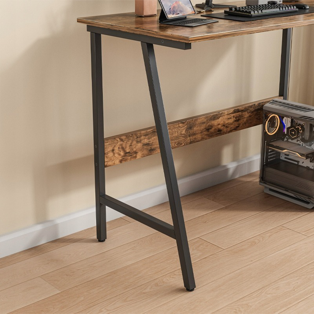 Biurko w stylu loft industrialnym 100x50 cm – Blat w stylu rustykalnym, czarna metalowa rama