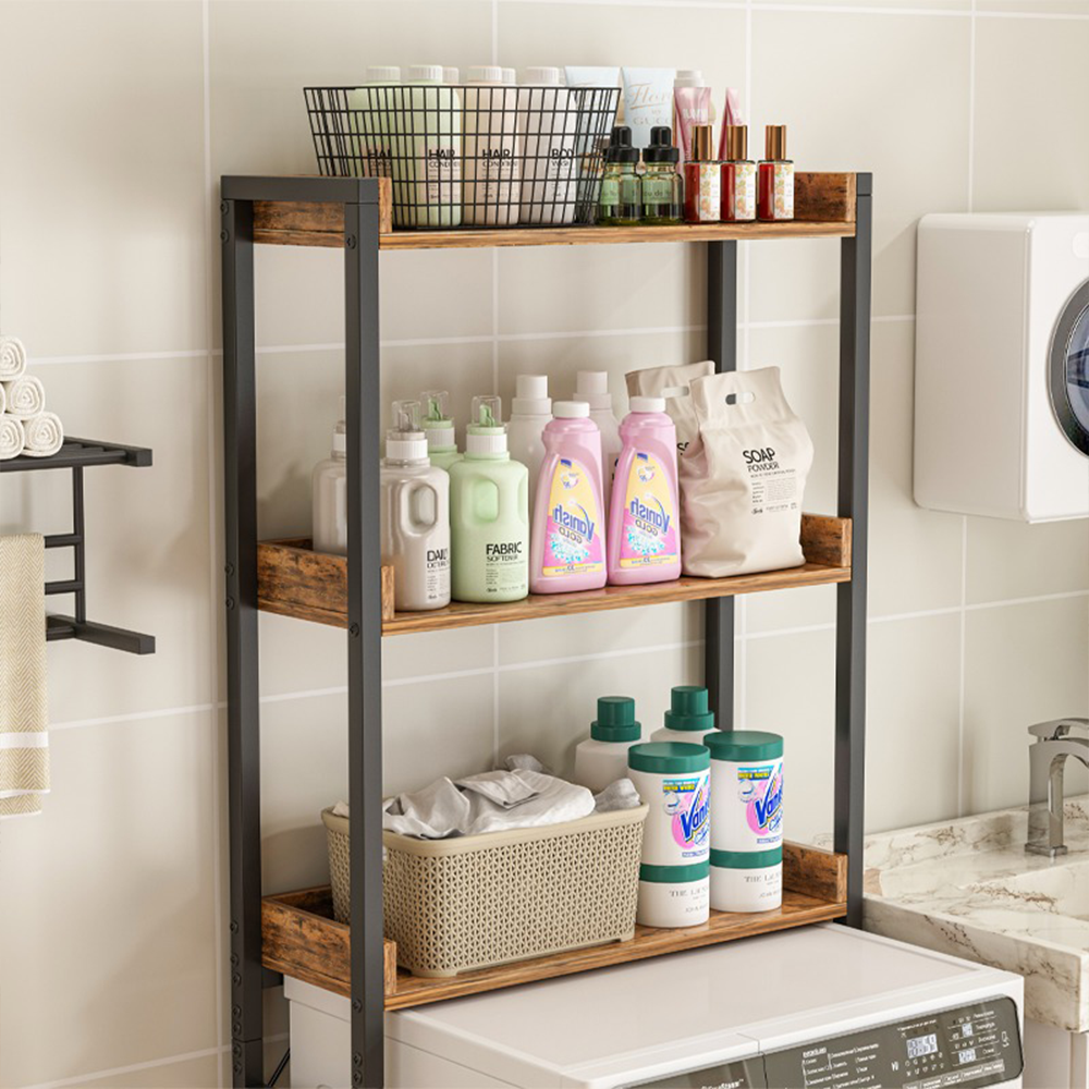 Szafka nad toaletą lub pralką – 63x165x25 cm, brązowa rustykalna, styl loftowy