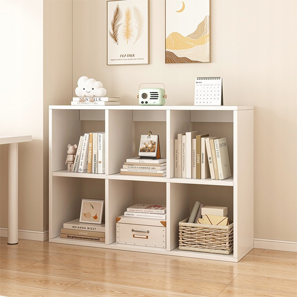 Biała biblioteczka z 6 półkami 100x67 cm – nowoczesny i funkcjonalny design do każdego pomieszczenia