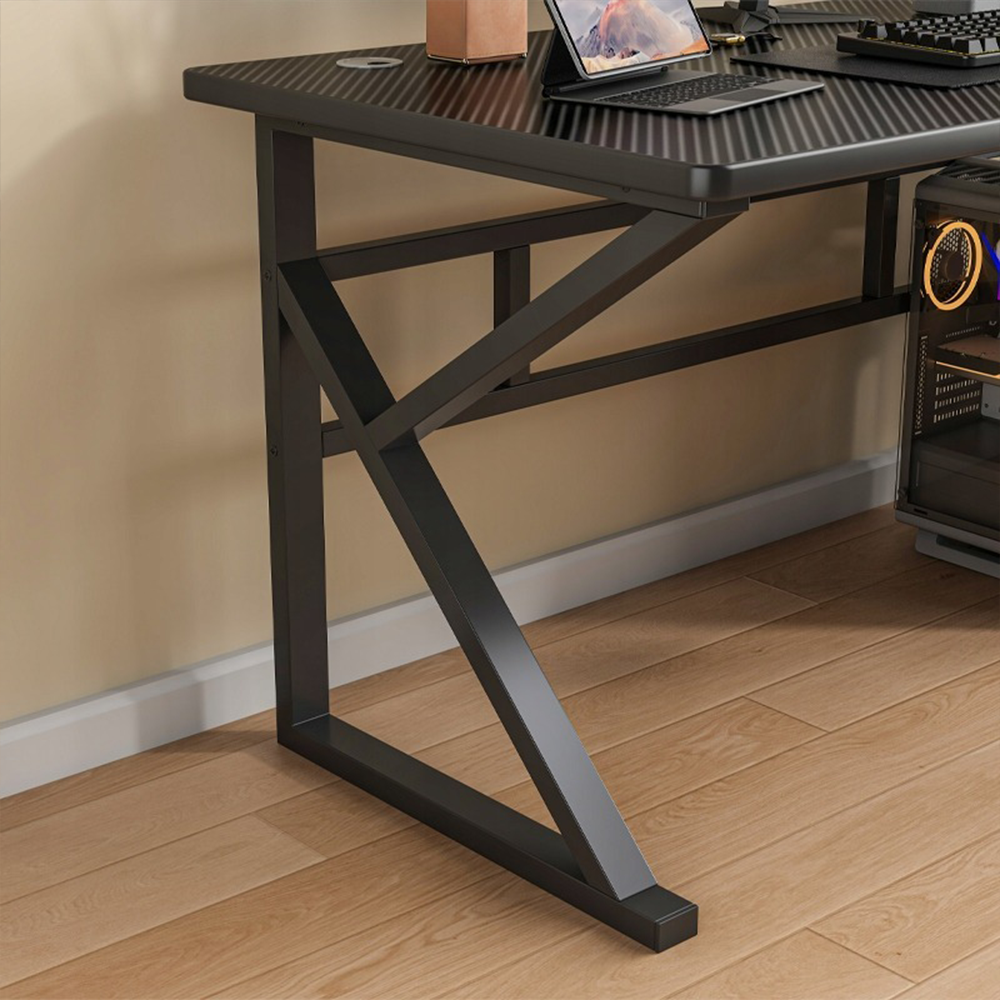 Biurko gamingowe – czarne, 120x60 cm – styl loft, konstrukcja z MDF i metalu, nowoczesny design