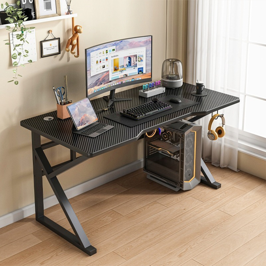 Biurko gamingowe – czarne, 120x60 cm – styl loft, konstrukcja z MDF i metalu, nowoczesny design