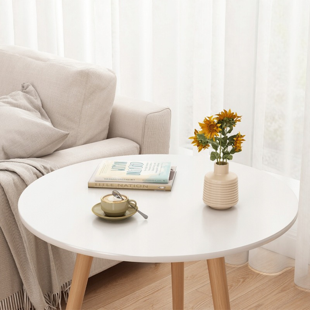 Okrągły stolik kawowy 60x52 cm – styl skandynawski, elegancja i kompaktowy design