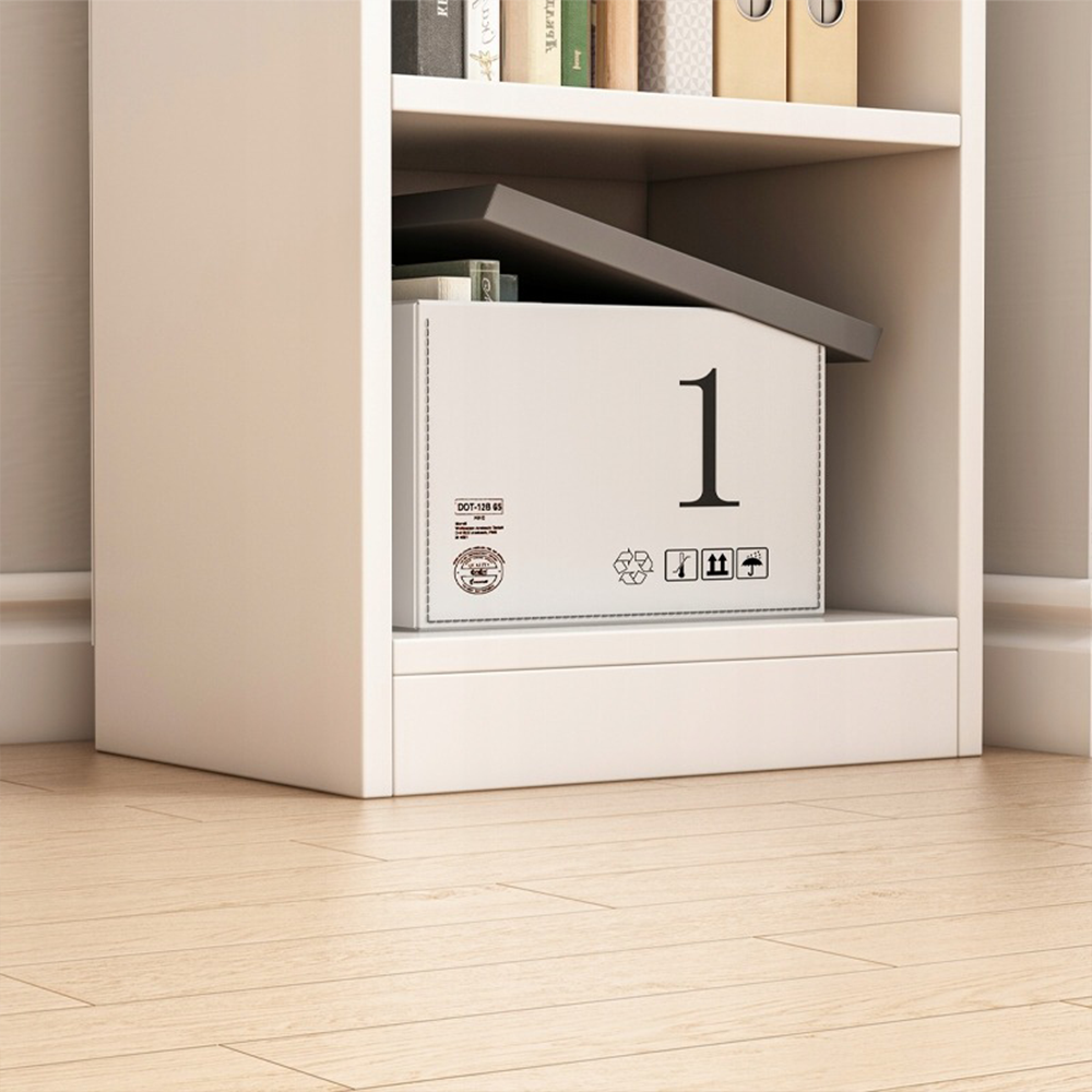 Biała szafka z 7 półkami – 180 x 40 x 30 cm – pionowy stojak na książki, styl minimalistyczny