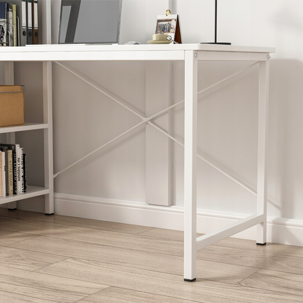 Nowoczesne białe biurko w stylu loftowym z półką – 120 x 55 x 110 cm