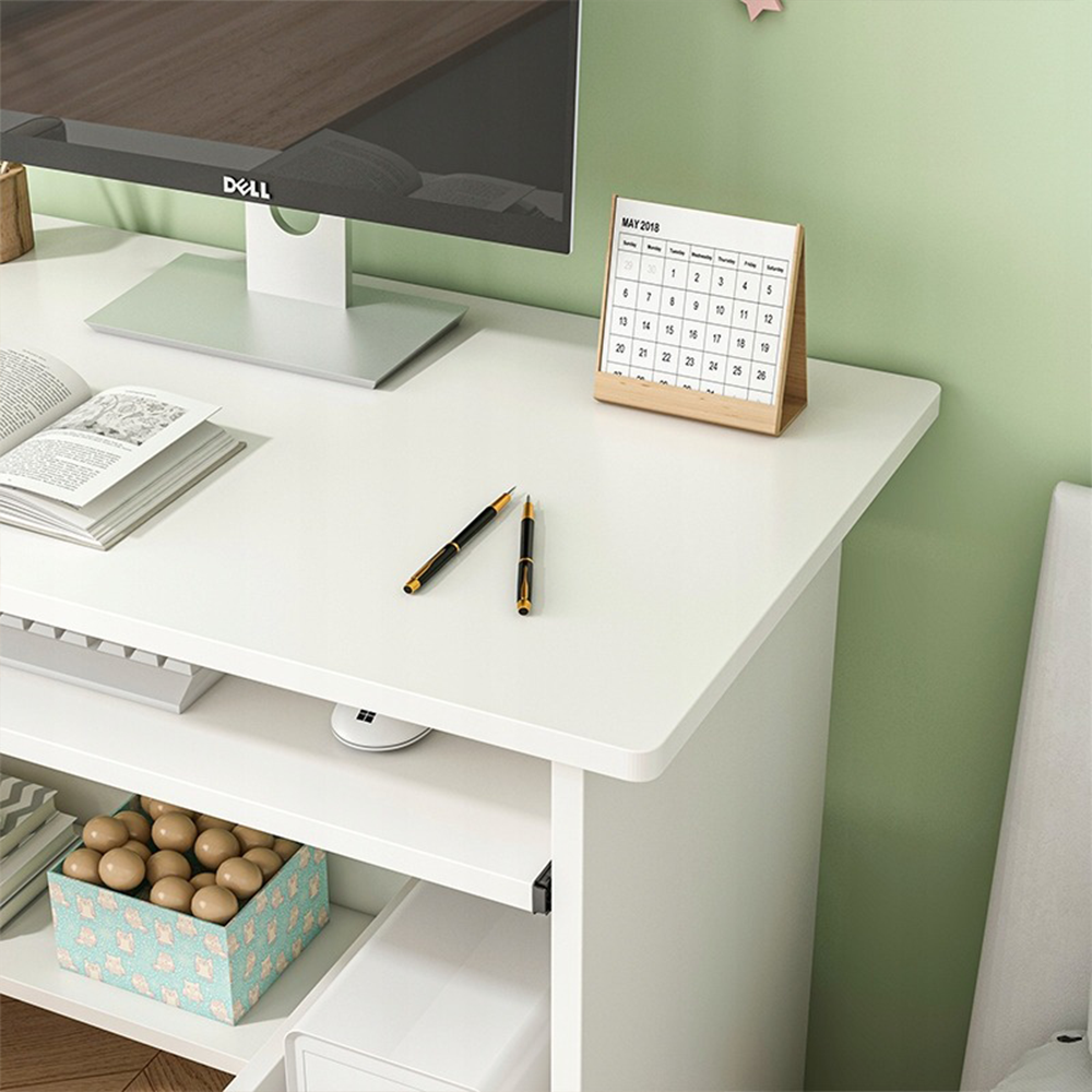 Kompaktowe białe biurko z szufladami na klawiaturę – 80 x 40 x 74 cm | Nowoczesny i ergonomiczny design