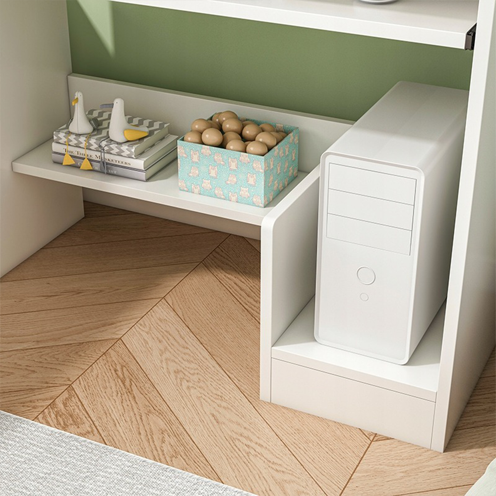 Kompaktowe białe biurko z szufladami na klawiaturę – 80 x 40 x 74 cm | Nowoczesny i ergonomiczny design