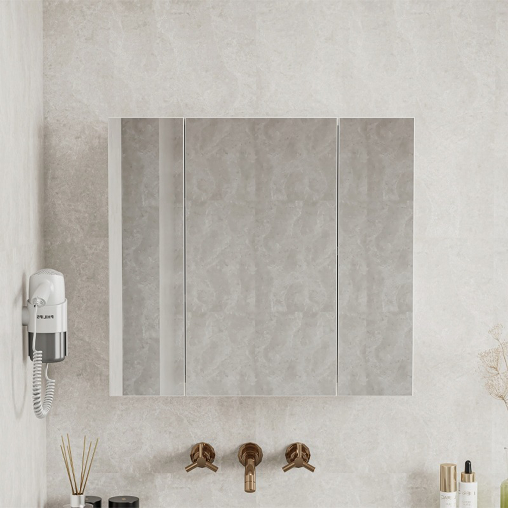 Szafka łazienkowa montowana na ścianie z potrójnym lustrem, 60 cm, nowoczesna i praktyczna, biała