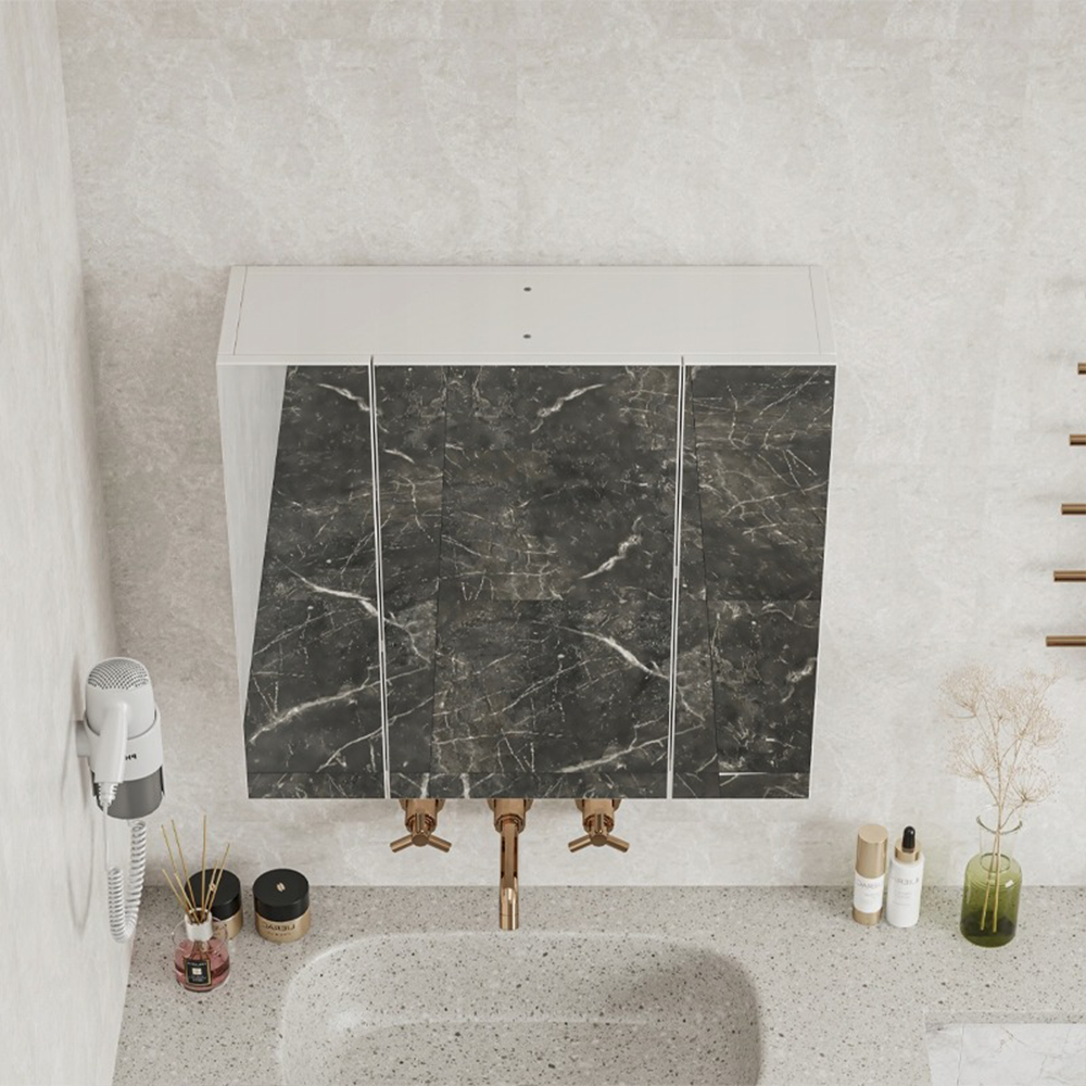 Szafka łazienkowa montowana na ścianie z potrójnym lustrem, 60 cm, nowoczesna i praktyczna, biała