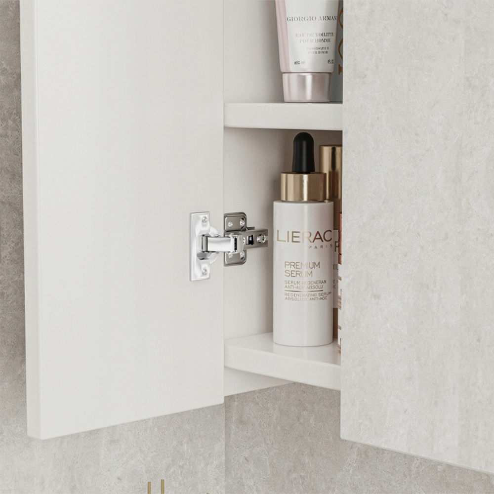 Szafka łazienkowa montowana na ścianie z potrójnym lustrem, 60 cm, nowoczesna i praktyczna, biała