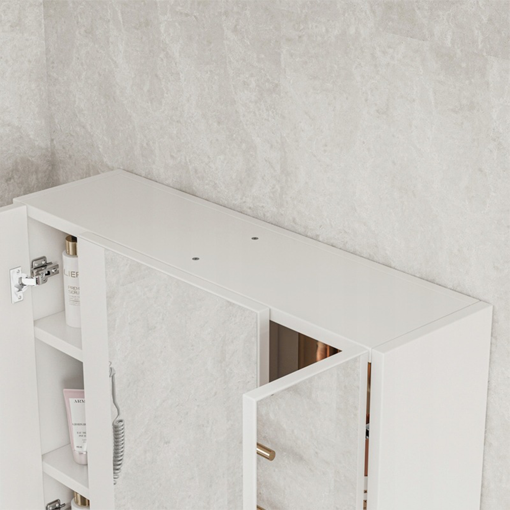 Szafka łazienkowa montowana na ścianie z potrójnym lustrem, 60 cm, nowoczesna i praktyczna, biała