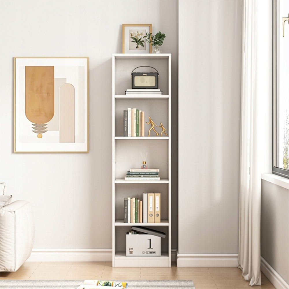 Biała szafka z półkami – 50 x 182 x 30 cm | nowoczesne miejsce do przechowywania książek, dekoracji i dokumentów