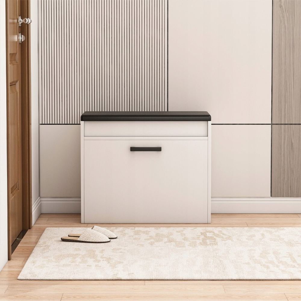 Biała szafka na buty z ławką – 60×49×35 cm – ławka z miejscem do przechowywania