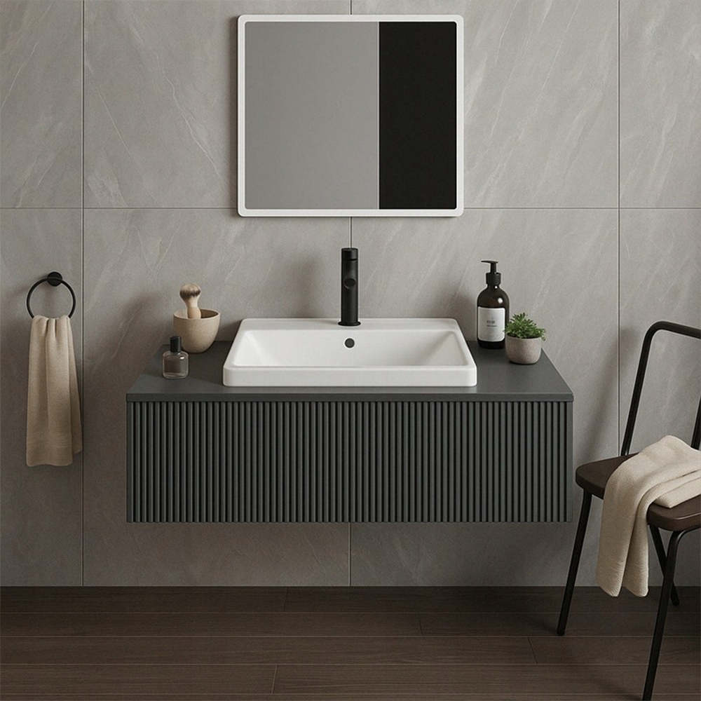 Biała ceramiczna umywalka 52x41 cm – prostokątna, wpuszczana w blat roboczy